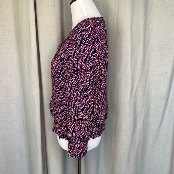 Tommy Hilfiger 3/4 sleeve V-Neck Polka Dot Blouse Sz Large - Picture 5 of 8